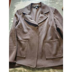 St John brown knit one butter sweater Jacket sz 6